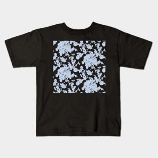 Toile, Dusk Blue Vintage Roses Pattern Kids T-Shirt